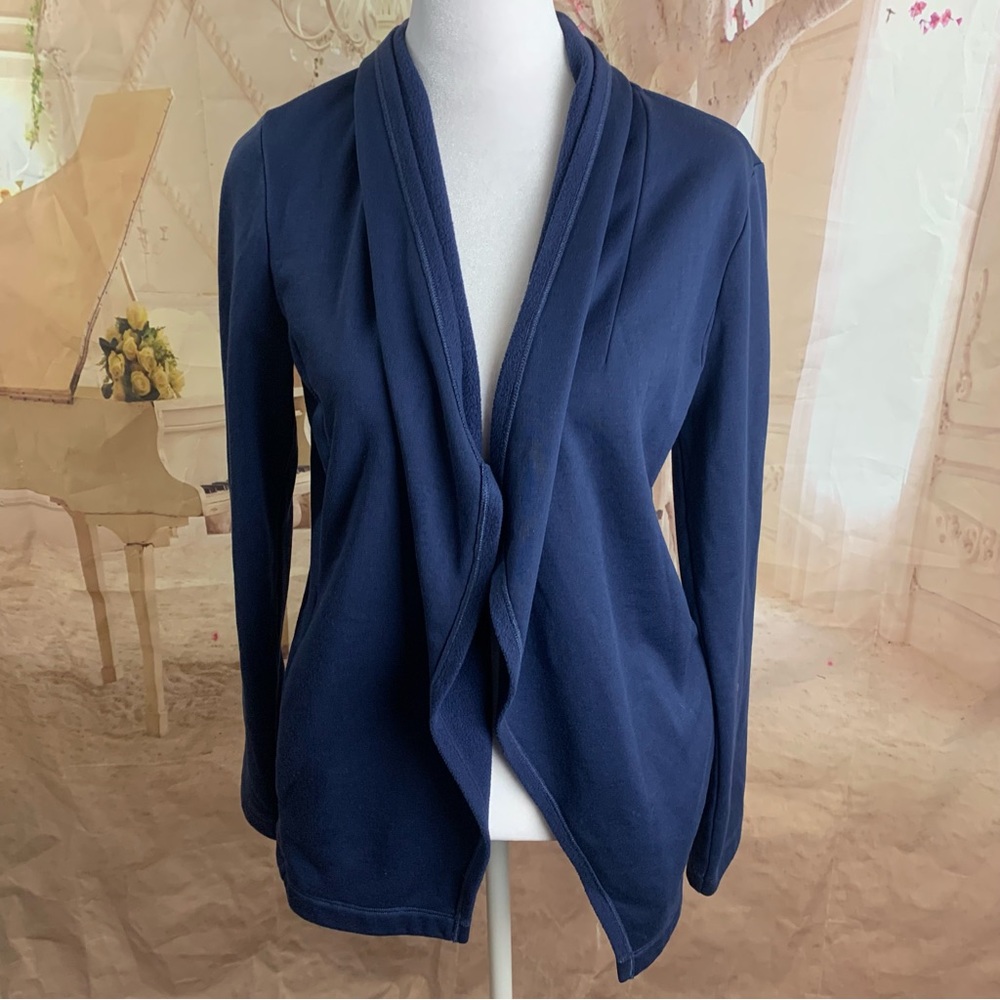 Lilly Pulitzer Galia Fleece Navy Wrap Cardigan - Picture 2 of 11